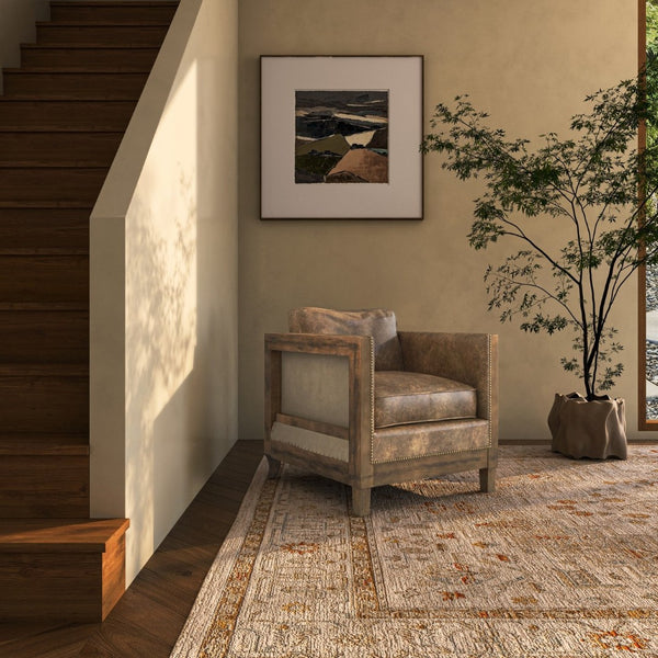 English Elm Club Chair Solid Rubberwood Genuine Leather Brass Stud Trim Study Library Lounge B2769P538952
