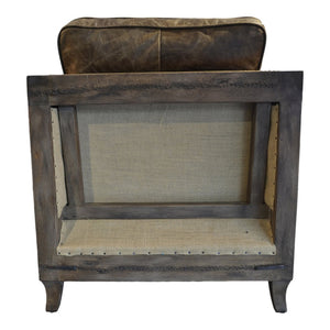 English Elm Club Chair Solid Rubberwood Genuine Leather Brass Stud Trim Study Library Lounge B2769P538952