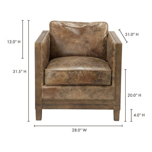 English Elm Club Chair Solid Rubberwood Genuine Leather Brass Stud Trim Study Library Lounge B2769P538952