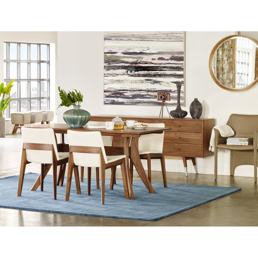English Elm Dining Table Solid American Walnut Rectangular Seats Six with Flared Legs Modern B2769P538954