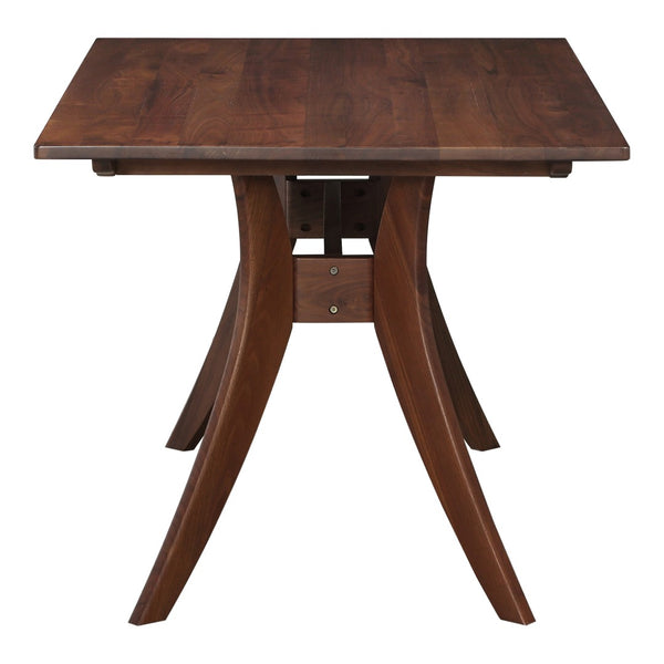 English Elm Dining Table Solid American Walnut Rectangular Seats Six with Flared Legs Modern B2769P538954