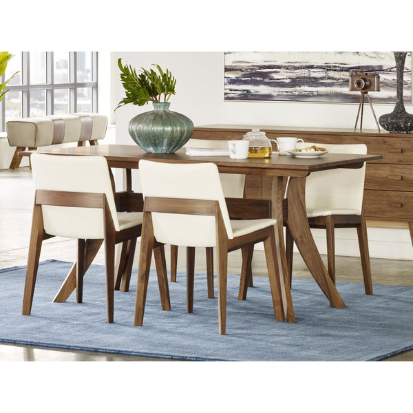English Elm Dining Table Solid American Walnut Rectangular Seats Six with Flared Legs Modern B2769P538954