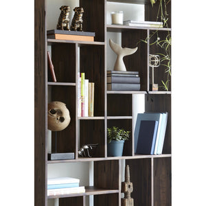 English Elm Modern Reclaimed Walnut Bookshelf Tall Solid Wood Storage for Living Room Office B2769P538955