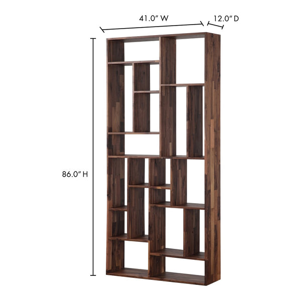 English Elm Modern Reclaimed Walnut Bookshelf Tall Solid Wood Storage for Living Room Office B2769P538955