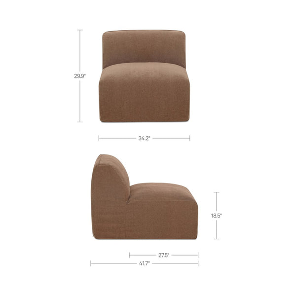 English Elm Modular Slipper Chair with Down Fill Cushioning and Washable Polyester Slipcover B2769P538956
