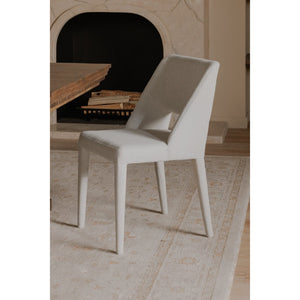 English Elm Dining Chair Set of 2 Beige Polyester Iron Frame with Sculptural Carved Backrest B2769P538957