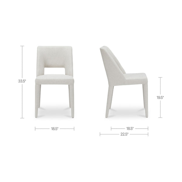 English Elm Dining Chair Set of 2 Beige Polyester Iron Frame with Sculptural Carved Backrest B2769P538957