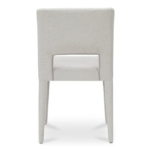 English Elm Dining Chair Set of 2 Beige Polyester Iron Frame with Sculptural Carved Backrest B2769P538957