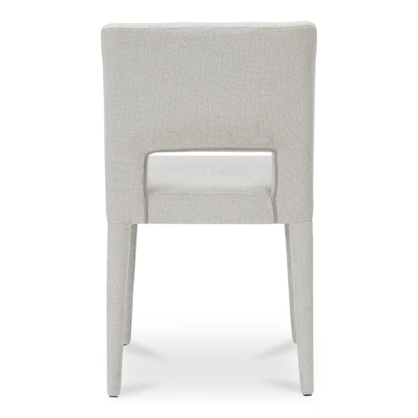 English Elm Dining Chair Set of 2 Beige Polyester Iron Frame with Sculptural Carved Backrest B2769P538957