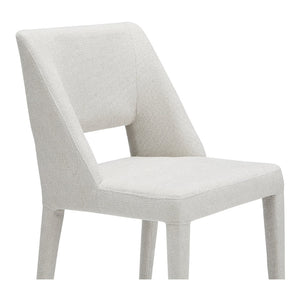 English Elm Dining Chair Set of 2 Beige Polyester Iron Frame with Sculptural Carved Backrest B2769P538957