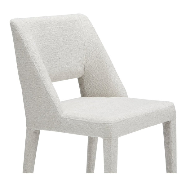 English Elm Dining Chair Set of 2 Beige Polyester Iron Frame with Sculptural Carved Backrest B2769P538957