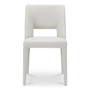 English Elm Dining Chair Set of 2 Beige Polyester Iron Frame with Sculptural Carved Backrest B2769P538957