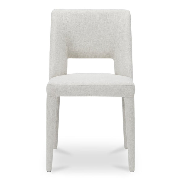 English Elm Dining Chair Set of 2 Beige Polyester Iron Frame with Sculptural Carved Backrest B2769P538957