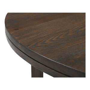 English Elm Coffee Table Solid Oak Layered Round Top with Wire-brushed Grain and Iron X Base B2769P538958