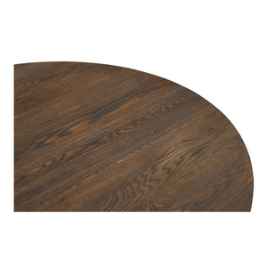 English Elm Coffee Table Solid Oak Layered Round Top with Wire-brushed Grain and Iron X Base B2769P538958