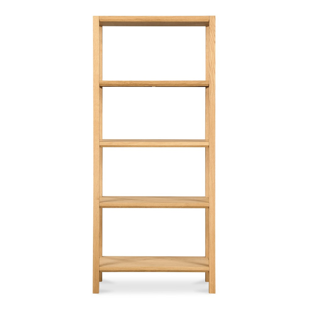 English Elm Bookshelf, Solid White Oak Frame Four Shelf Natural Grain Scandinavian Living Room Storage B2769P538959