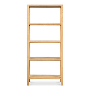 English Elm Bookshelf, Solid White Oak Frame Four Shelf Natural Grain Scandinavian Living Room Storage B2769P538959