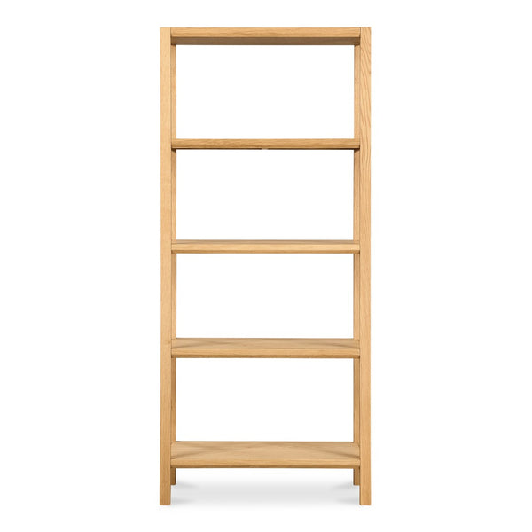 English Elm Bookshelf, Solid White Oak Frame Four Shelf Natural Grain Scandinavian Living Room Storage B2769P538959