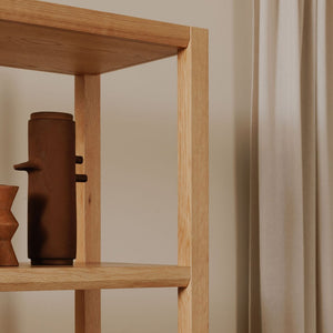 English Elm Bookshelf, Solid White Oak Frame Four Shelf Natural Grain Scandinavian Living Room Storage B2769P538959