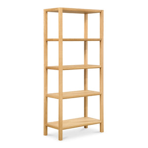 English Elm Bookshelf, Solid White Oak Frame Four Shelf Natural Grain Scandinavian Living Room Storage B2769P538959