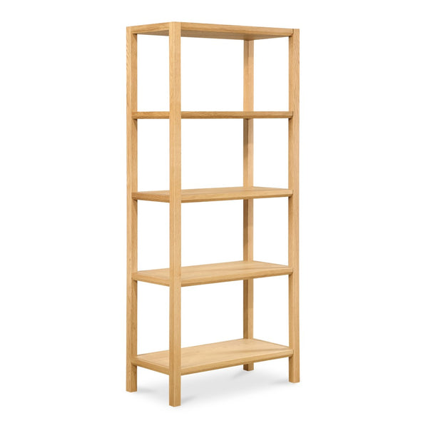 English Elm Bookshelf, Solid White Oak Frame Four Shelf Natural Grain Scandinavian Living Room Storage B2769P538959