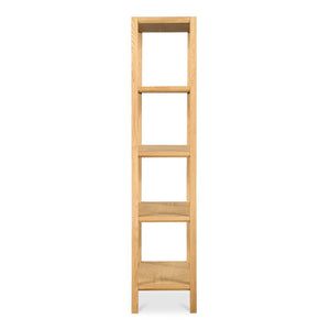English Elm Bookshelf, Solid White Oak Frame Four Shelf Natural Grain Scandinavian Living Room Storage B2769P538959