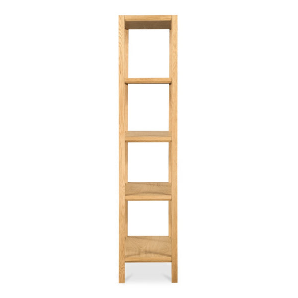 English Elm Bookshelf, Solid White Oak Frame Four Shelf Natural Grain Scandinavian Living Room Storage B2769P538959