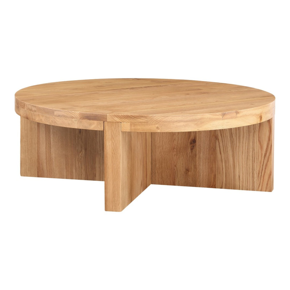 English Elm Coffee Table Round Solid White Oak Natural Grain Low Profile Living Room Accent B2769P538962
