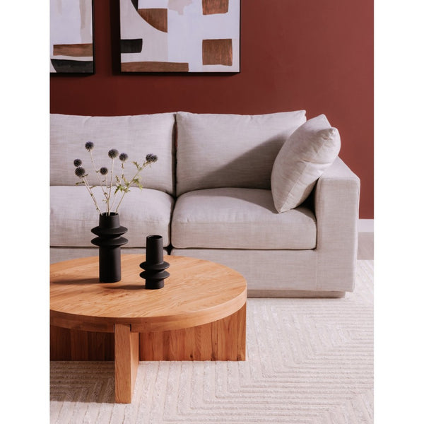 English Elm Coffee Table Round Solid White Oak Natural Grain Low Profile Living Room Accent B2769P538962