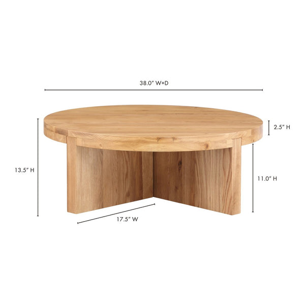 English Elm Coffee Table Round Solid White Oak Natural Grain Low Profile Living Room Accent B2769P538962