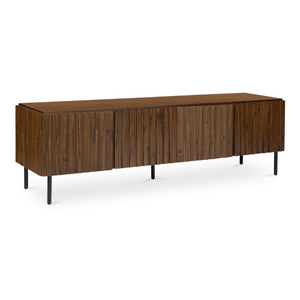 English Elm Media Cabinet Solid Acacia Wood Four Soft Close Doors Iron Legs Living Room B2769P542756