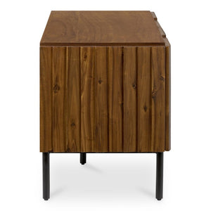 English Elm Media Cabinet Solid Acacia Wood Four Soft Close Doors Iron Legs Living Room B2769P542756