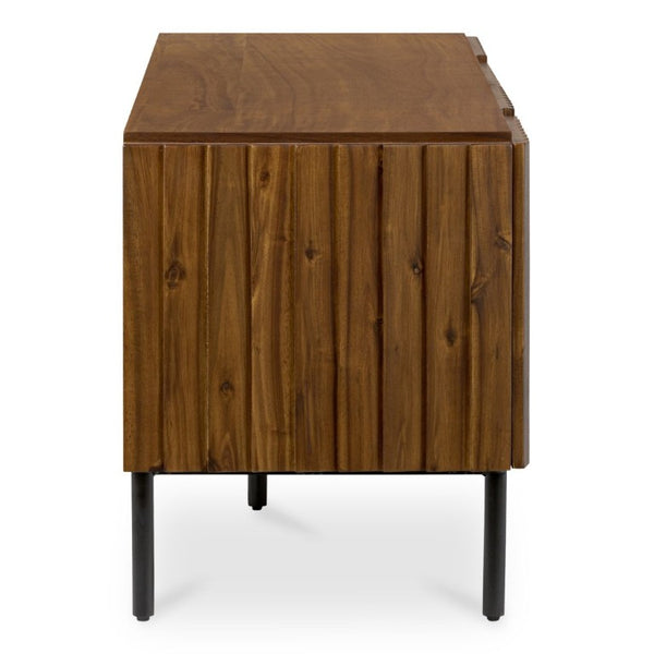 English Elm Media Cabinet Solid Acacia Wood Four Soft Close Doors Iron Legs Living Room B2769P542756