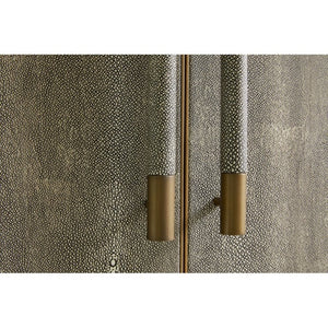 English Elm Cabinet, Art Deco Shagreen Texture Brass Hardware Glass Shelves Black Oak Display B2769P542758