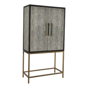 English Elm Cabinet, Art Deco Shagreen Texture Brass Hardware Glass Shelves Black Oak Display B2769P542758