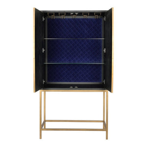 English Elm Cabinet, Art Deco Shagreen Texture Brass Hardware Glass Shelves Black Oak Display B2769P542758