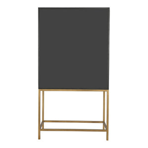 English Elm Cabinet, Art Deco Shagreen Texture Brass Hardware Glass Shelves Black Oak Display B2769P542758