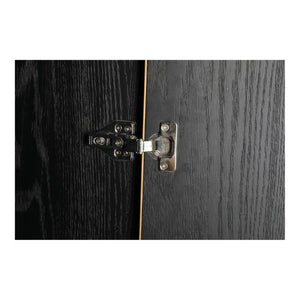 English Elm Cabinet, Art Deco Shagreen Texture Brass Hardware Glass Shelves Black Oak Display B2769P542758