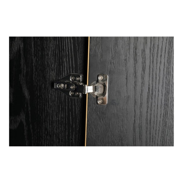 English Elm Cabinet, Art Deco Shagreen Texture Brass Hardware Glass Shelves Black Oak Display B2769P542758
