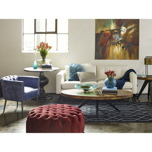 English Elm Coffee Table Oval Solid Acacia Wood Herringbone Surface Warm Rustic Living Room Accent B2769P542759