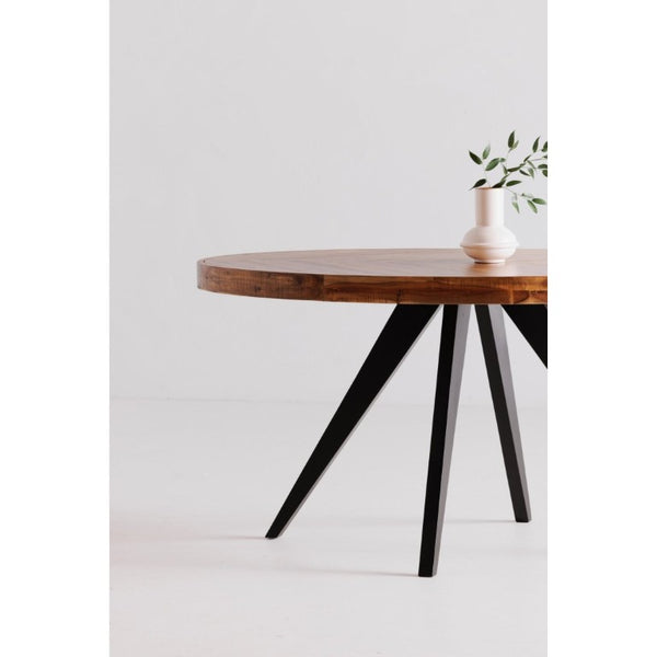 English Elm Dining Table Oval Solid Acacia Parquet Top Seats Six Cappuccino Transitional Style B2769P542760