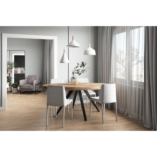 English Elm Dining Table Oval Solid Acacia Parquet Top Seats Six Cappuccino Transitional Style B2769P542760
