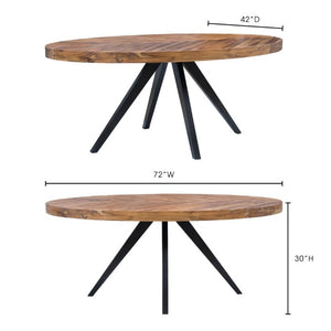 English Elm Dining Table Oval Solid Acacia Parquet Top Seats Six Cappuccino Transitional Style B2769P542760