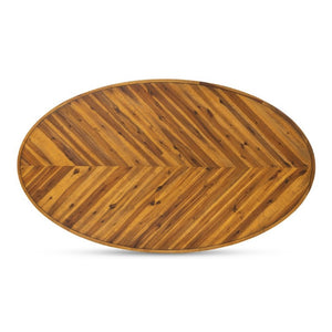English Elm Dining Table Oval Solid Acacia Parquet Top Seats Six Cappuccino Transitional Style B2769P542760