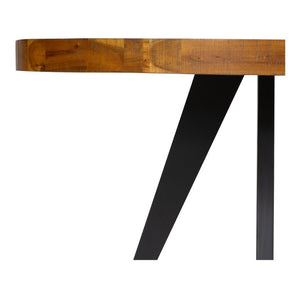 English Elm Dining Table Round Solid Acacia Parquet Top Cappuccino Finish Seats Four Adults B2769P542761