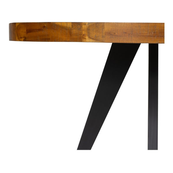 English Elm Dining Table Round Solid Acacia Parquet Top Cappuccino Finish Seats Four Adults B2769P542761