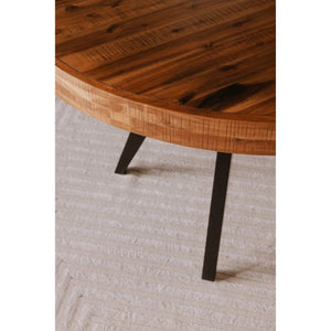 English Elm Dining Table Round Solid Acacia Parquet Top Cappuccino Finish Seats Four Adults B2769P542761