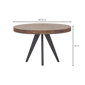 English Elm Dining Table Round Solid Acacia Parquet Top Cappuccino Finish Seats Four Adults B2769P542761