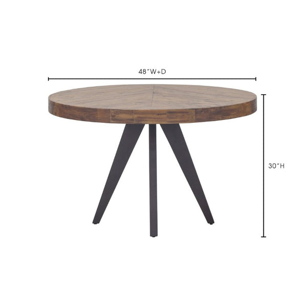 English Elm Dining Table Round Solid Acacia Parquet Top Cappuccino Finish Seats Four Adults B2769P542761
