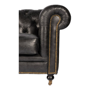 English Elm Sofa, Top Grain Leather Three Seat with Hardwood Frame for Modern Living Rooms B2769P542762